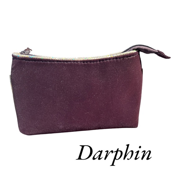💋 4 FOR $50 / Darphin Dark Chocolate Velvet and Iridescent Gold Trim Makeup Bag - Picture 7 of 7